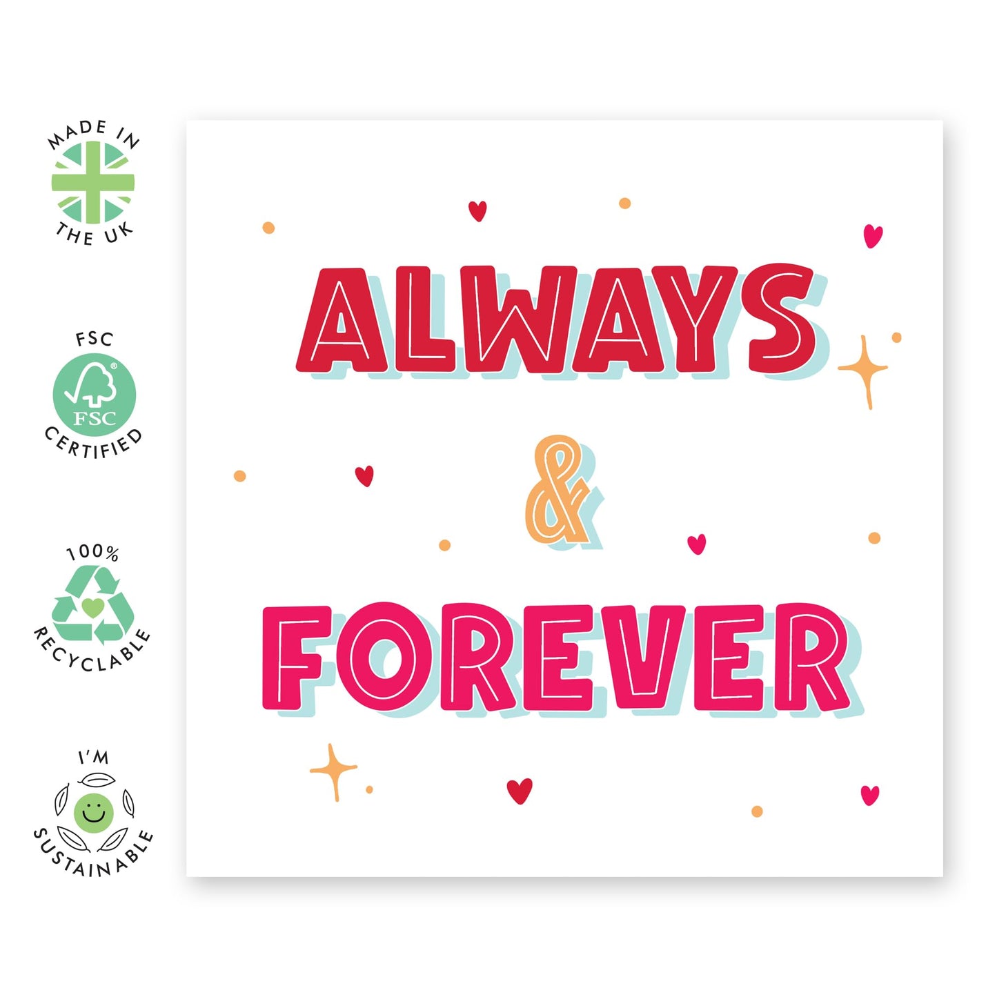 Wedding Anniversary Card For Husband Wife - Always & Forever - Anniversary Card For Boyfriend Or Girlfriend - Love Gifts For Him Her - For Couples Partner - Comes With Stickers - By Central 23