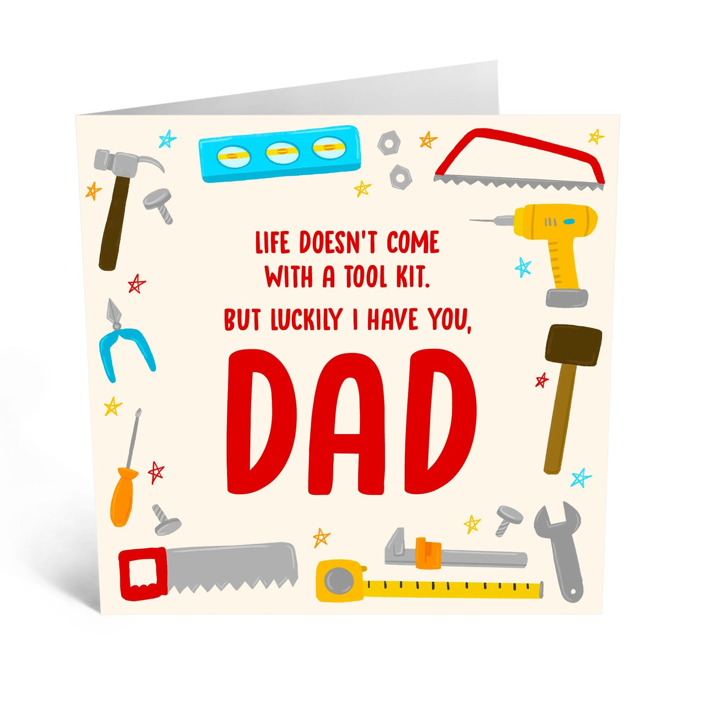 Greeting Card - 'DAD’S TOOL KIT' - Perfect for Celebrating Your Handy Dad with a Unique Design - Ideal for Showing Appreciation for the Dad Who Can Fix Anything - Comes With Stickers By Central 23