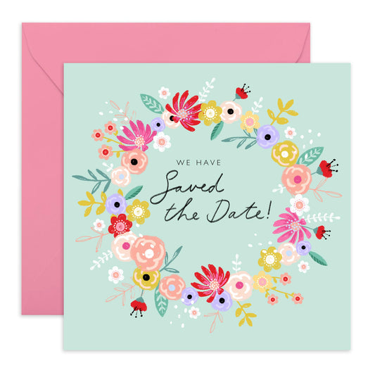 Wedding Rsvp Reply Card - Wreath Saved The Date - Wedding Reply Card From Guest - Wedding Acceptance Card From Entourage - Wedding Invitations From Groom Bride - Comes With Fun Stickers By Central 23