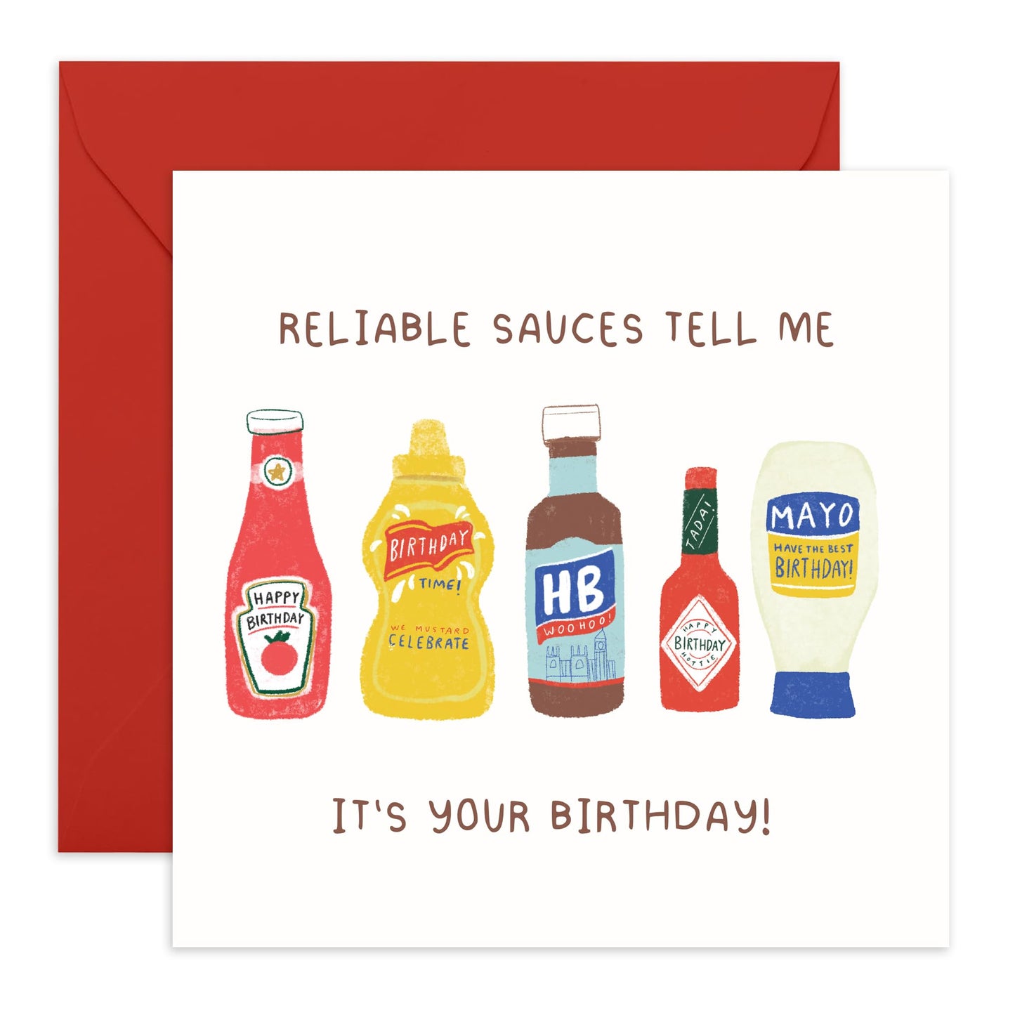 Funny Sauces Birthday Card Joke - 'Reliable Sauces' - Gifts for Friends, Bruv, Mates, Colleagues, Co-workers, Him, Her, Bestie, BFF, Cousin - Condiments - Comes with Fun Stickers