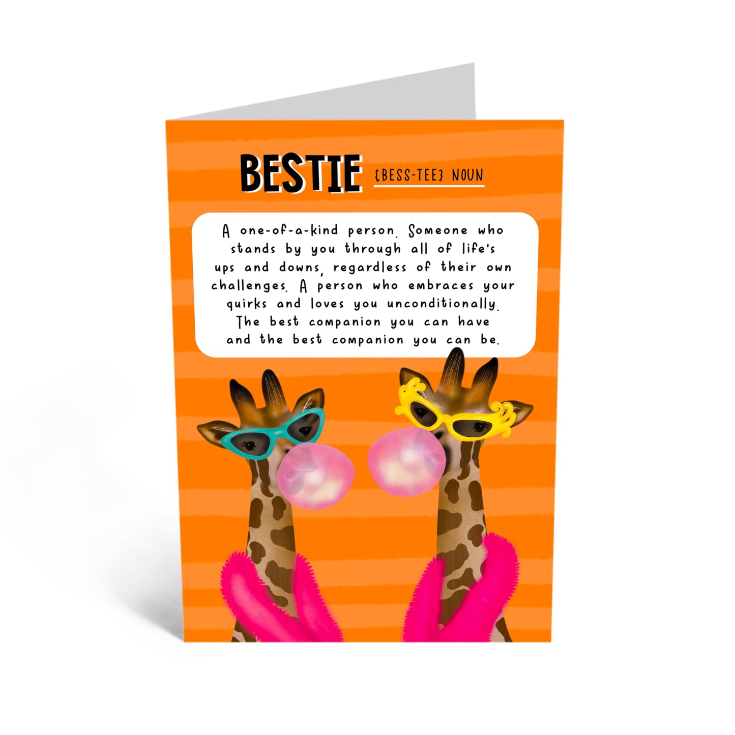 Greeting Card - 'BESTIE GIRAFFES' - Perfect for Celebrating a Tall and Fabulous Friendship with a Fun Twist - Ideal for Best Friends Giraffe Lovers BFF's Besties - Comes with Stickers By Central 23
