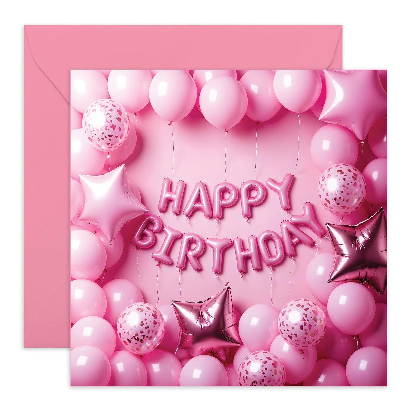 Pink Balloons Birthday Card - 'Happy Birthday Balloons' - Gifts for Daughter, Auntie, Mum, Bestie, BFF, Teenagers, Adults, Her - Girly Party - Comes with Fun Stickers
