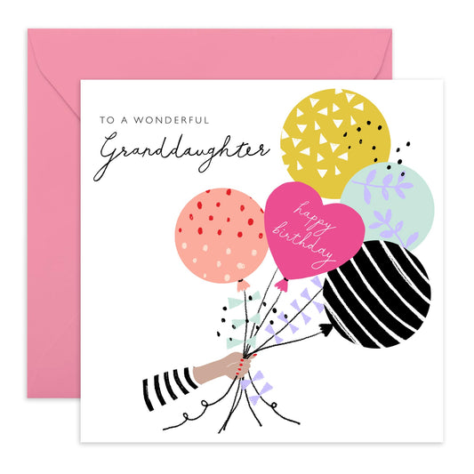 Granddaughter Birthday Cards For Girls - To A Wonderful Granddaughter Card - Sweet Granddaughter Gifts For Her - Bday Balloons Birthday Cards For Women Female - Comes With Fun Stickers By Central 23
