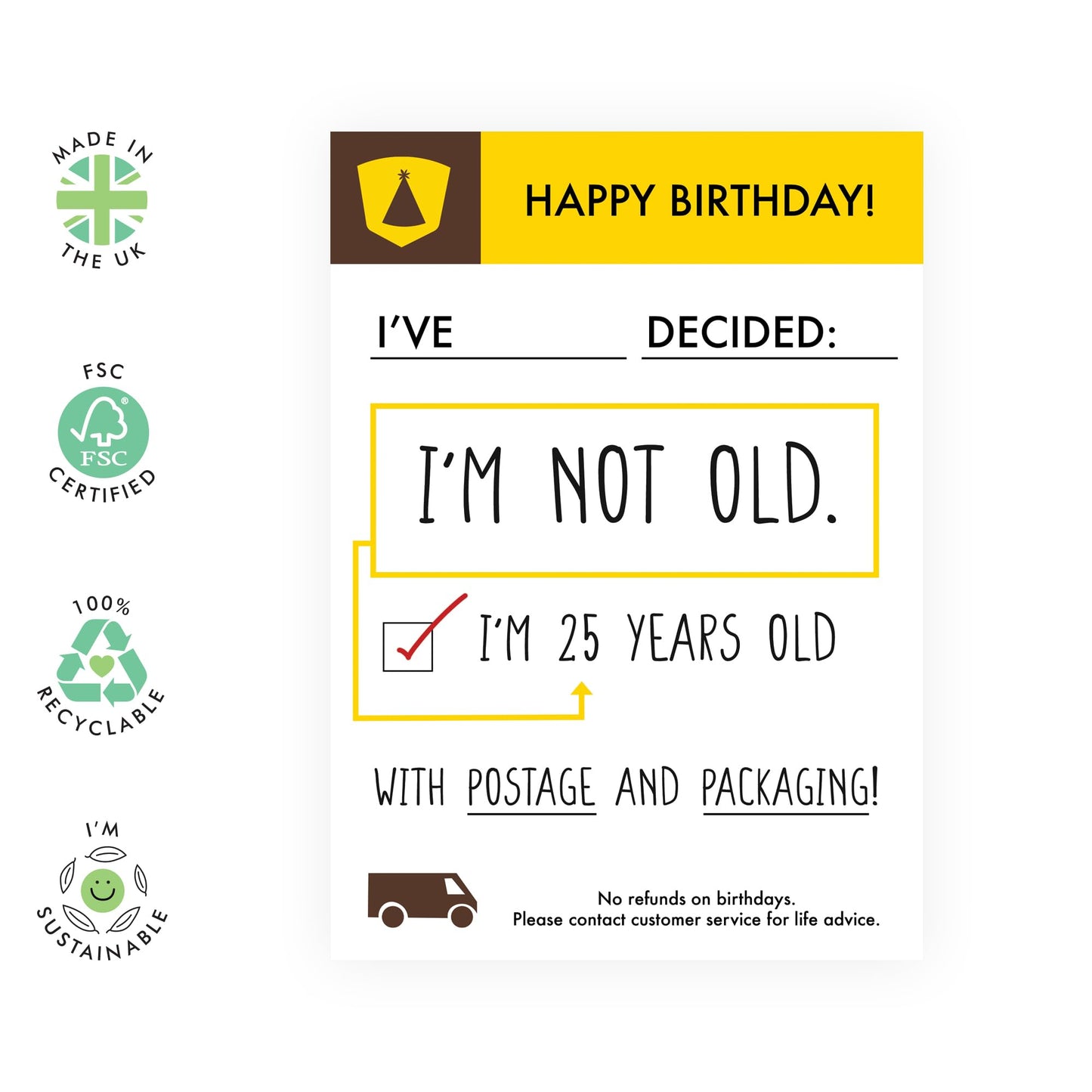 Funny Birthday Card About Age - 'Not Old Postage' - Gifts for Bestie, BFF, Best Friend, Auntie, Uncle, Mum, Dad, Colleagues, Co-worker, Sister, Cousin - Denial - Comes with Fun Stickers