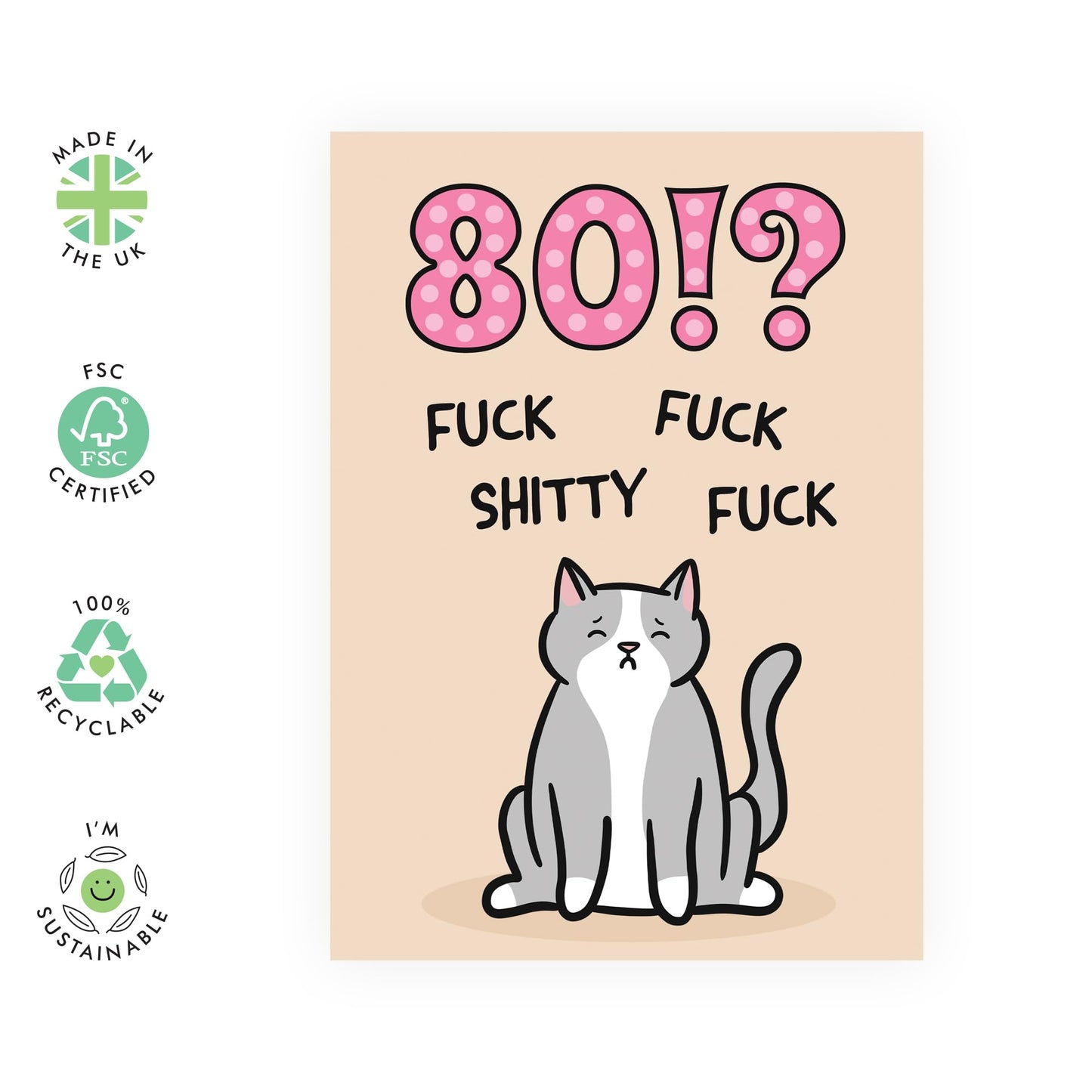 70th Birthday Card For Him - 70 F*ckity F*ck Cat - Funny Birthday Cards For Her Age Seventy - Seventieth Bday Gifts For Men Women - Pet Mum And Dad Fur Parents - Comes With Stickers By Central