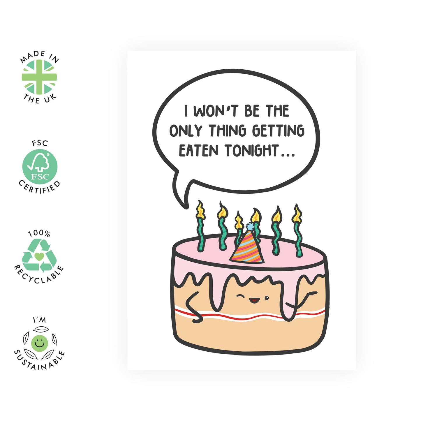 Wife Birthday Card Funny - The Only Thing Getting Eaten Tonight Cake - Raunchy Humour - Naughty Birthday Cards For Husband Cute - Gifts For Girlfriend Boyfriend - Comes With Fun Stickers By Central 23