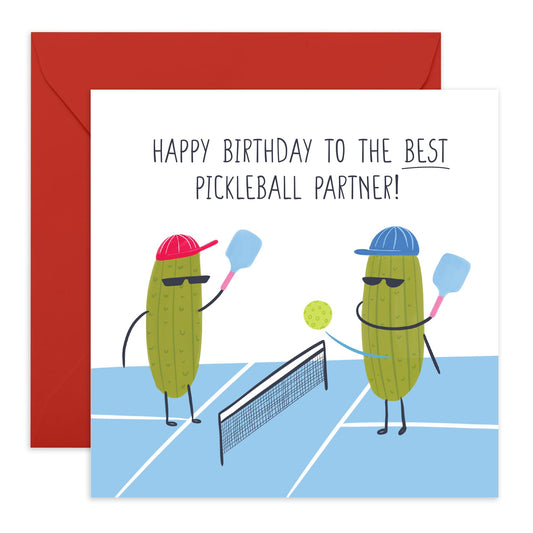 Funny Birthday Cards For Men Women - Birthday Pickleball Partner - Dad Mum Birthday Card - Sarcasm Humour Greeting Card - Funny Cards For Friends - Comes With Stickers By Central 23