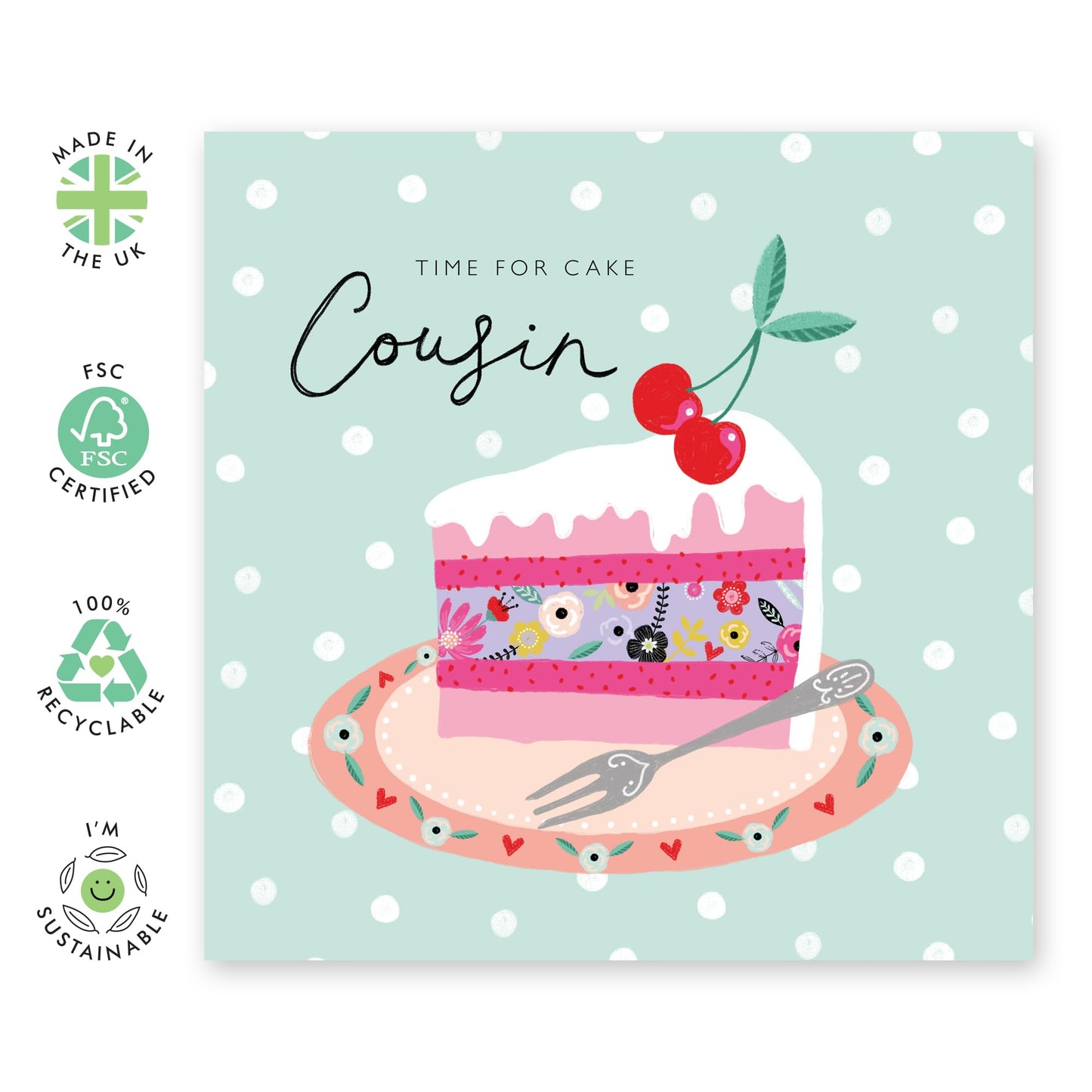 Birthday Cards For Cousin - Birthday Cake Florals - Happy Birthday Cards For Women Ladies Female - Cute And Trendy Print - Gifts For Her - Comes With Fun Stickers - By Central 23