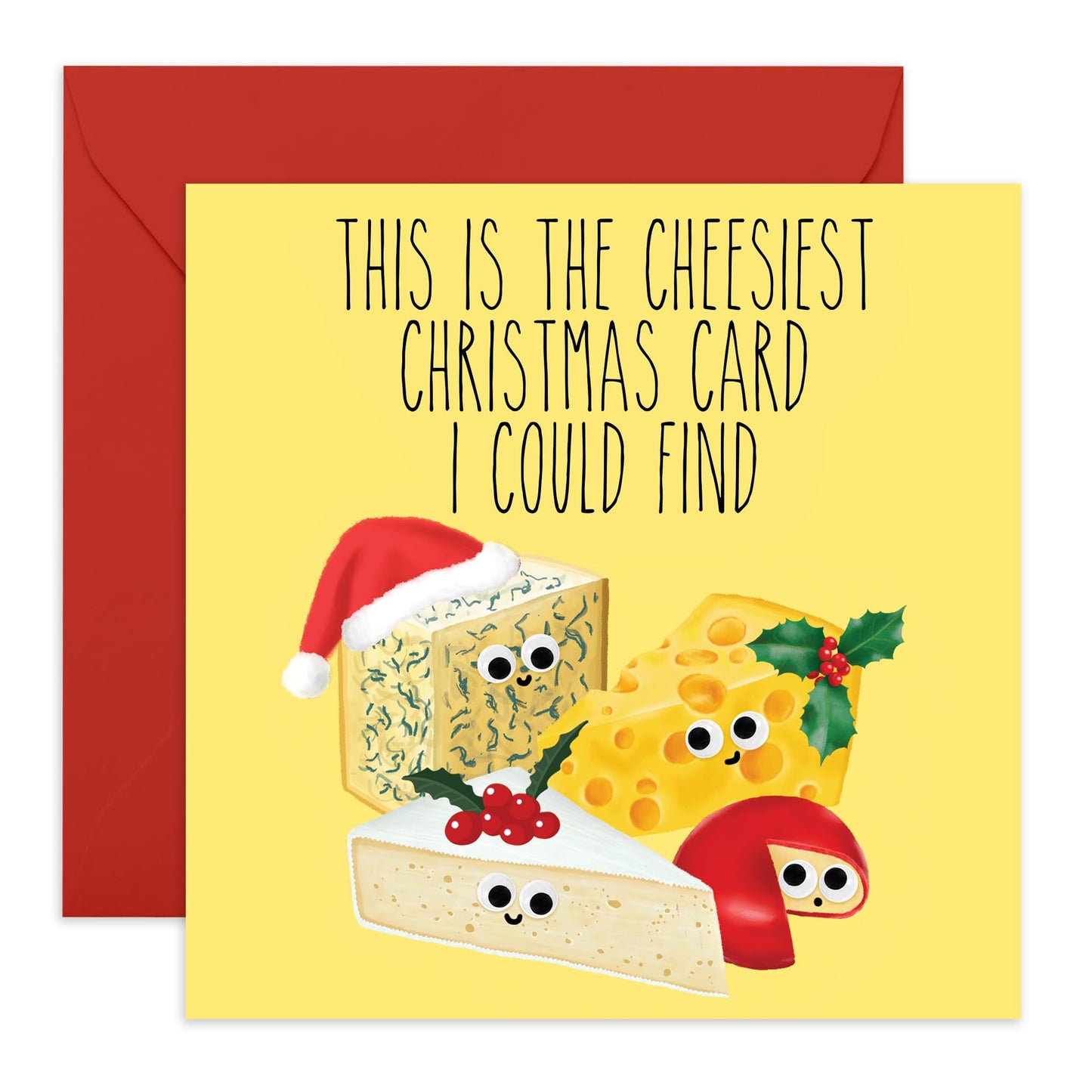 Christmas Cards Men Women - Cheesiest Christmas Card - Cheese Christmas Cards Mum Dad - Wife Husband Xmas Card Brother Sister - Christmas Card Box - Gift - Comes With Fun Stickers - By Central 23