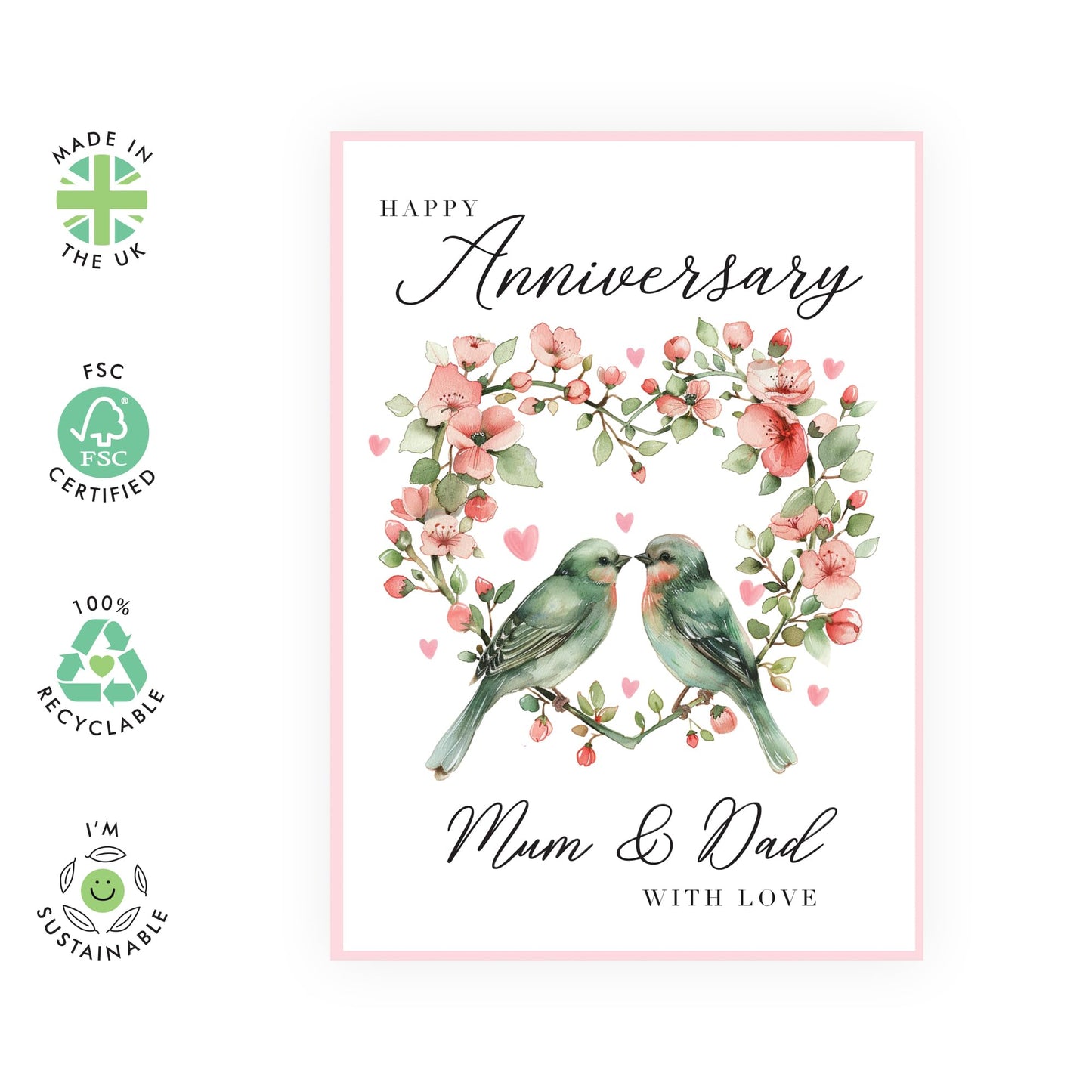 Greeting Card - 'WEDDING ANNIVERSARY MUM DAD' - Perfect for Celebrating the Love and Milestones of Your Parents’ Marriage - Ideal for Any Anniversary Occasion - Comes with Stickers by Central 23