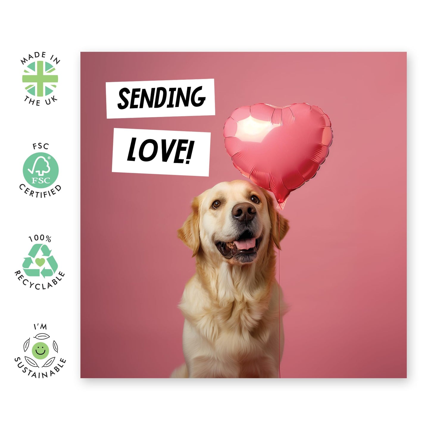 Greeting Card - 'SENDING LOVE LABRADOR' - Perfect for Sending Warm Wishes with a Touch of Canine Charm - Ideal for Labrador Lovers and Adding a Heartfelt Message - Comes With Stickers By Central 23