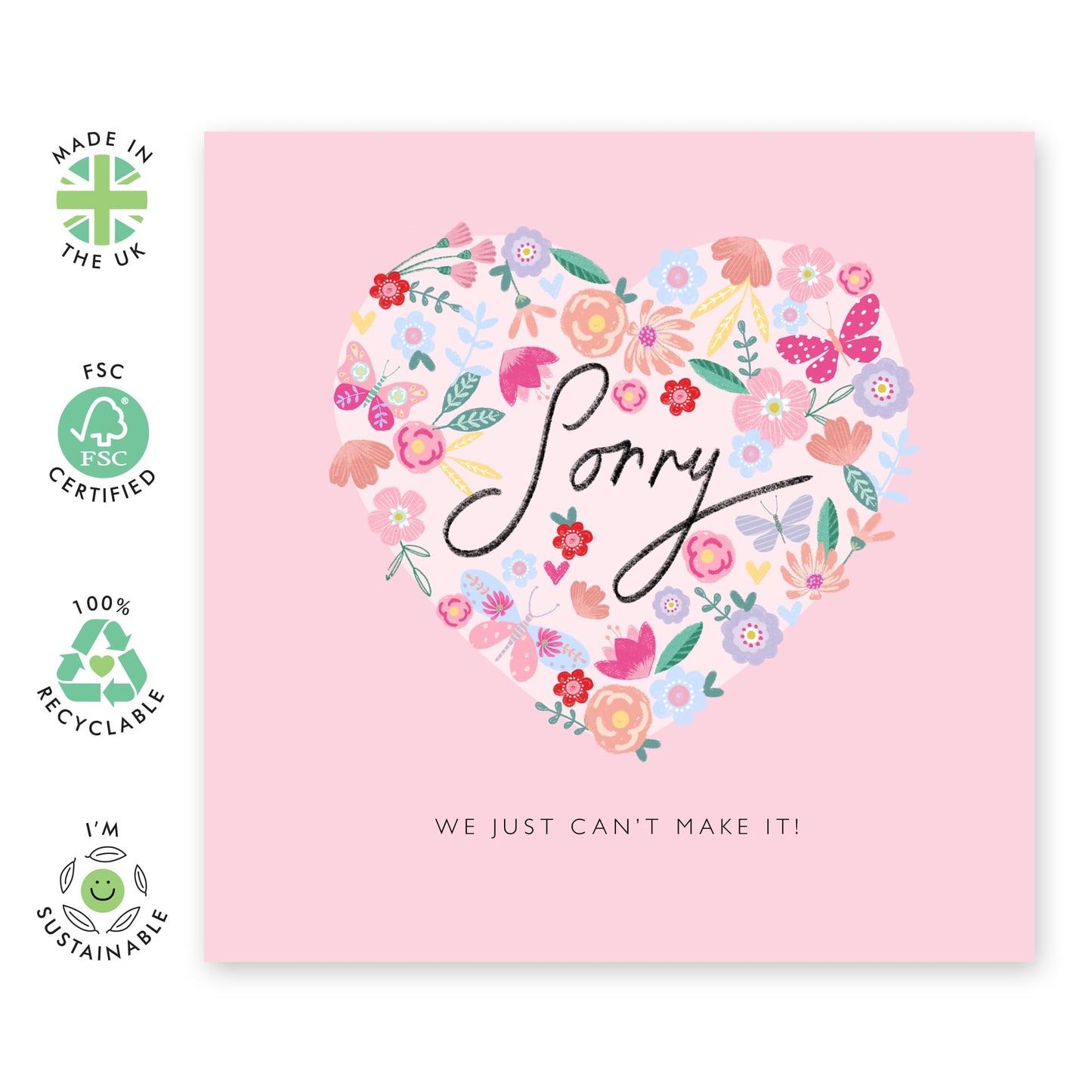 Wedding Invitation Declined Card - Sorry We Can't Make It Heart - Rsvp Reply Card Entourage - Wedding Invitations Groom Bride - Wedding Regret Card From Guest - Comes With Fun Stickers By Central 23