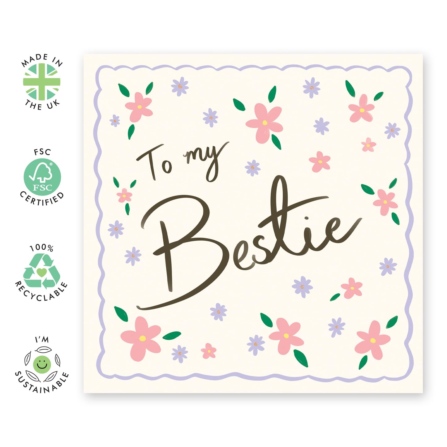 Sweet Birthday Card - 'To My Bestie Floral' -Gifts for Best Friends, BFF, Girlfriend, Lads, Her - A Message For You - Comes with Fun Stickers