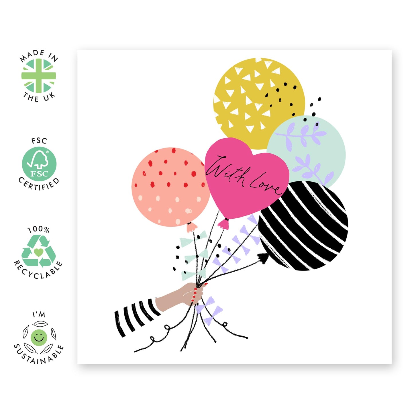 Valentines Card Girlfriend - With Love Balloons - Mothers Day Card From Son Daughter - Wife Anniversary Card - Birthday Card For Women - Love Cards For Her - Comes With Stickers By Central 23