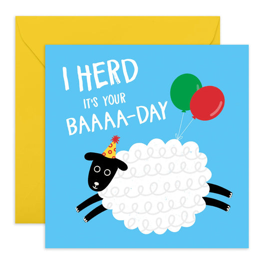 Funny Birthday Cards For Girls Boys - Herd Its Your Baaaa-day - Greeting Cards Birthday For Son Daughter Niece Nephew - Gifts For Him Her - Comes With Fun Stickers By Central 23