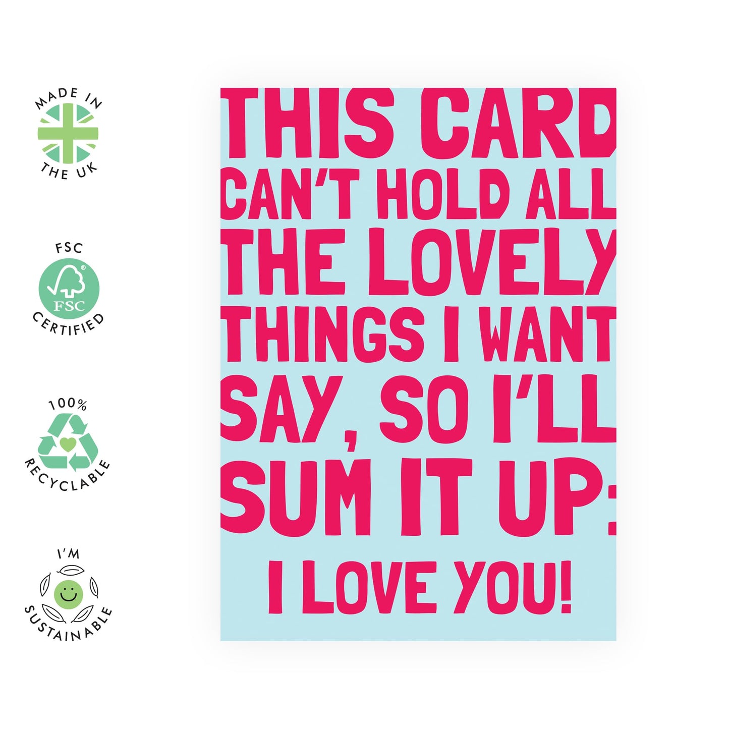 Sweet Love & Anniversary Card - 'Sum It Up I Love You' - Gifts for Wife, Husband, Girlfriend, Boyfriend, Him, Her, Partner, Married Couples - Red - Comes with Fun Stickers