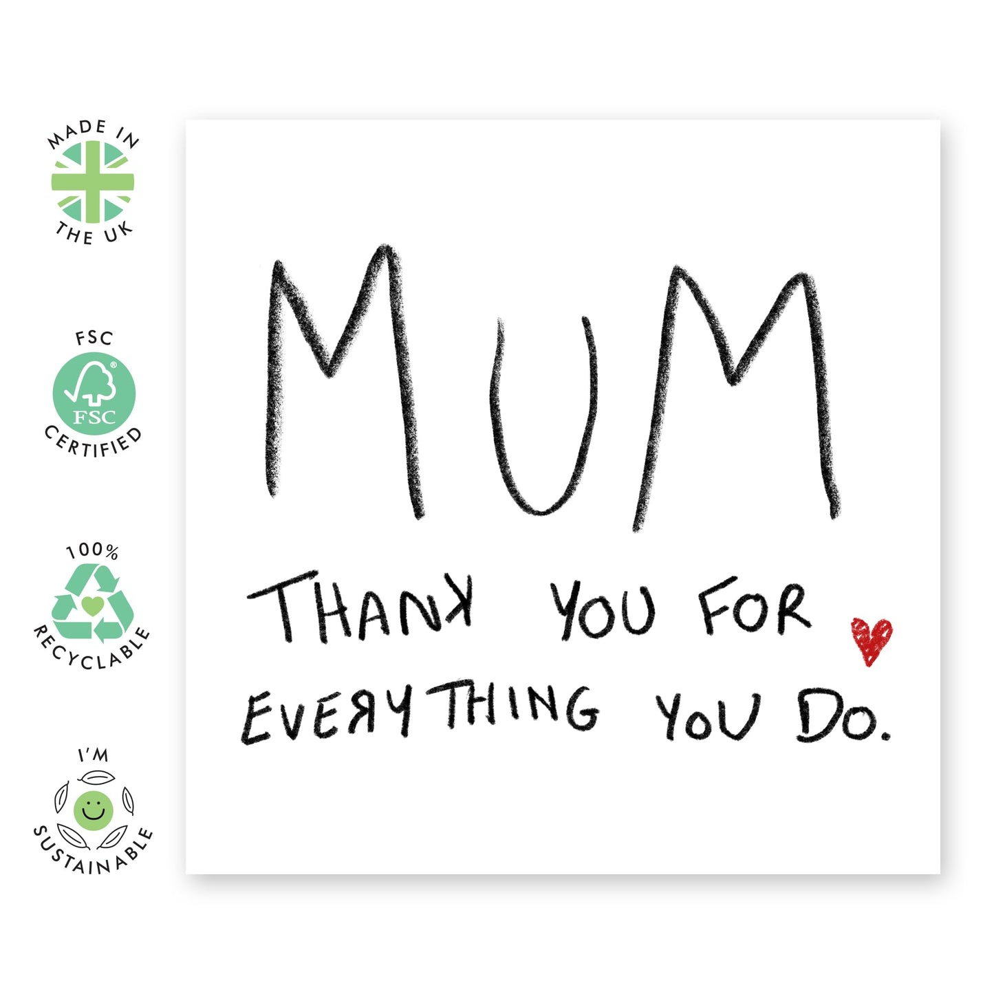 Mum Thank You Card - For Everything That You Do - Birthday Card for Her, Mummy, Mama, Ma, In Law - Mothers Day Card From Daughter Son - Sweet Appreciation Gifts for Women -Comes With Fun Stickers