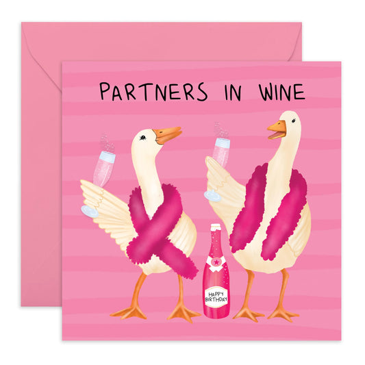 Funny Anniversary Card - 'Partners in Wine' - Laughs for Wife, Husband, Couples, Married, Girlfriend, Boyfriend - Drinking Partner - Comes with Fun Stickers
