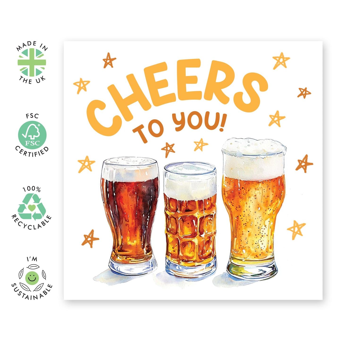 Fun Birthday Card - 'Cheers To You Beer' - Gifts for Best Friend, Colleagues, Co-worker, Office Buddies, Uncle, Dad, Bruv, Bro, Husband, Family - Celebrate - Comes with Fun Stickers