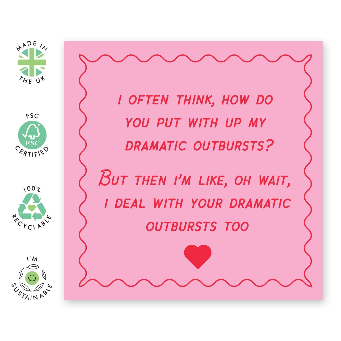 Love Cards For Him Her - How Do You Put Up With My Dramatic Outbursts - Valentines Day Card Girlfriend Boyfriend - Anniversary Card Couple Fiance - Greeting Card - Comes With Stickers By Central 23