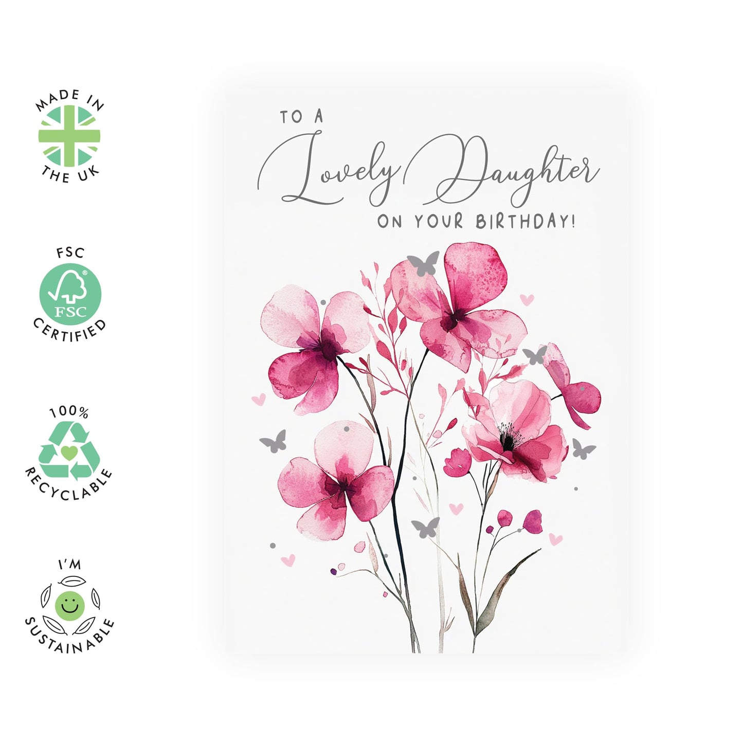 Birthday Greeting Card - 'LOVELY DAUGHTER' - Perfect for Celebrating Your Special Day with Love and Joy - Ideal for Daughters to Show Her How Much She Means to You - Comes With Stickers By Central 23