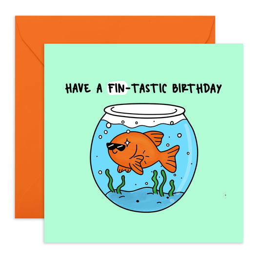 Birthday Greeting Card - 'FIN-TASTIC' - Perfect for Adding a Fun and Playful Touch to Birthday Celebration - Ideal for Him, Her, Friends, Family, Colleagues Brother - Comes With Stickers By Central 23