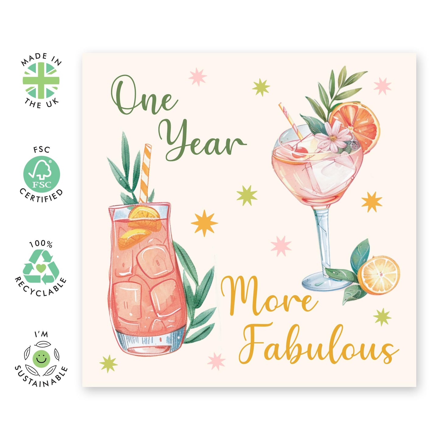 Glamorous Greeting Card - 'ONE YEAR MORE FABULOUS' - Perfect for Birthdays - Celebrate with Style and Confidence - A Chic Way to Mark Another Amazing Year - Comes With Stickers By Central 23