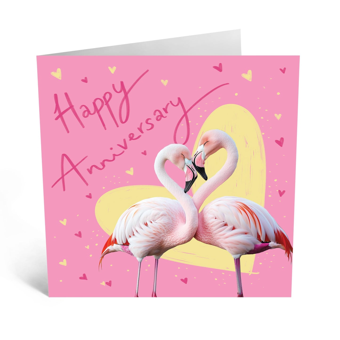 Greeting Card - 'FLAMINGO ANNIVERSARY' - Perfect for Celebrating A Special Day with a Touch of Tropical Flair - Ideal for Adding A Vibrant Twist to Your Anniversary - Comes With Stickers By Central 23
