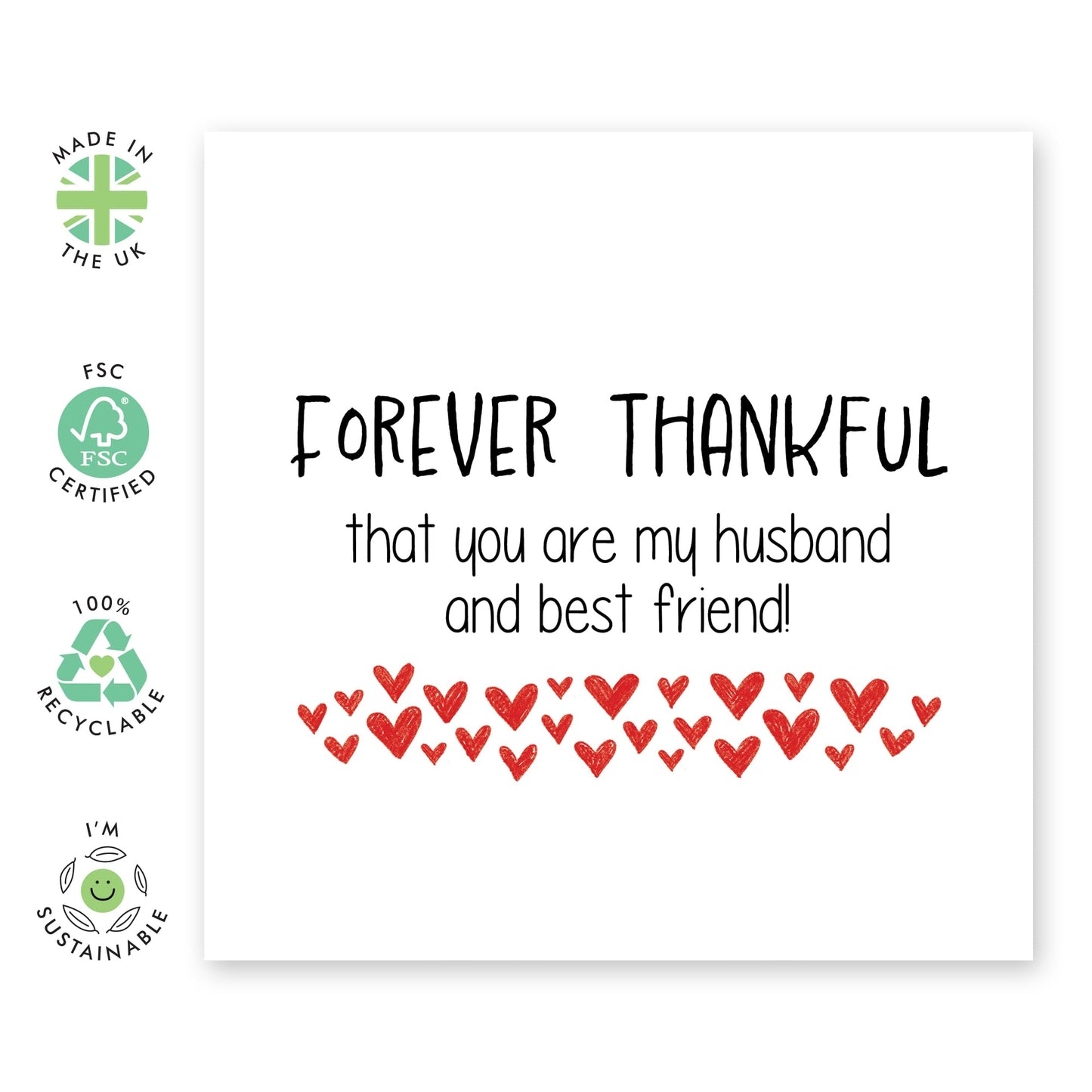 Greeting Card - 'FOREVER THANKFUL HUSBAND' - Perfect for Expressing Deep Gratitude and Love - Ideal for Showing Appreciation to Your Husband on Any Special Occasion - Comes With Stickers By Central 23