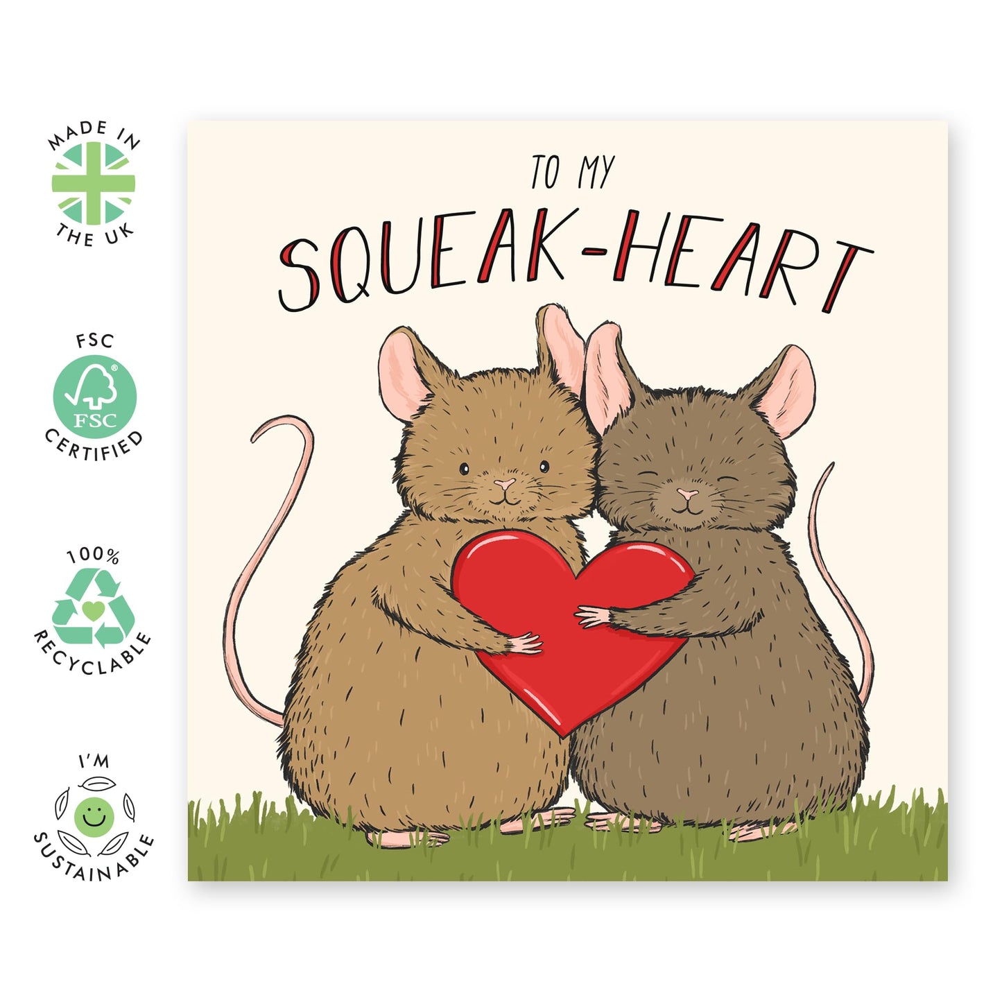 Valentines Card For Girlfriend Boyfriend Partner - To My Squeakheart Mice - Wedding Anniversary Card For Husband Wife - Romantic Card For Him Her - Comes With Fun Stickers By Central 23