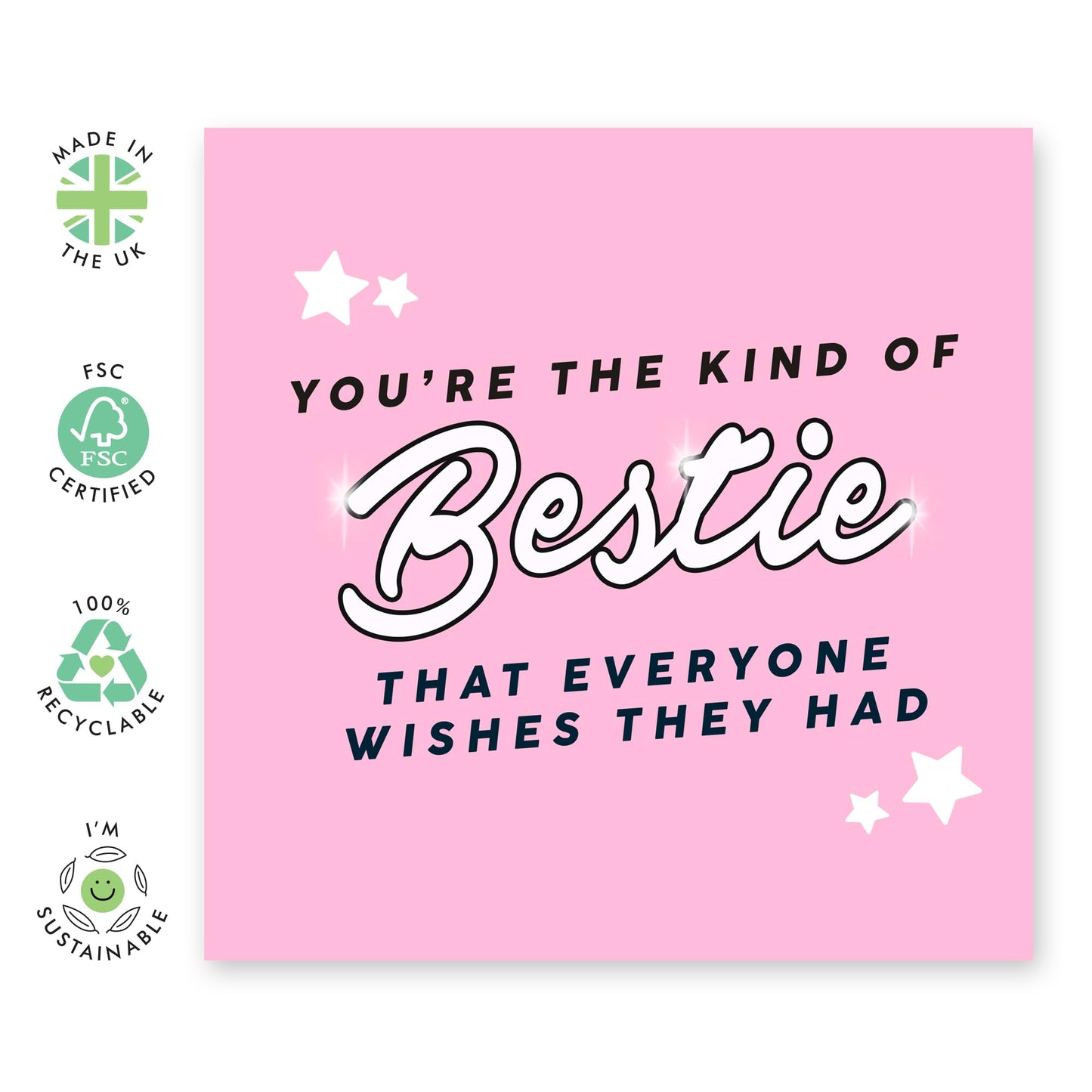 Friendship Greeting Card - 'Bestie Everyone Wish' - Gift for BFFs, Best Friends, Sisters, Sis - Thank you for having my back - Comes with Fun Stickers