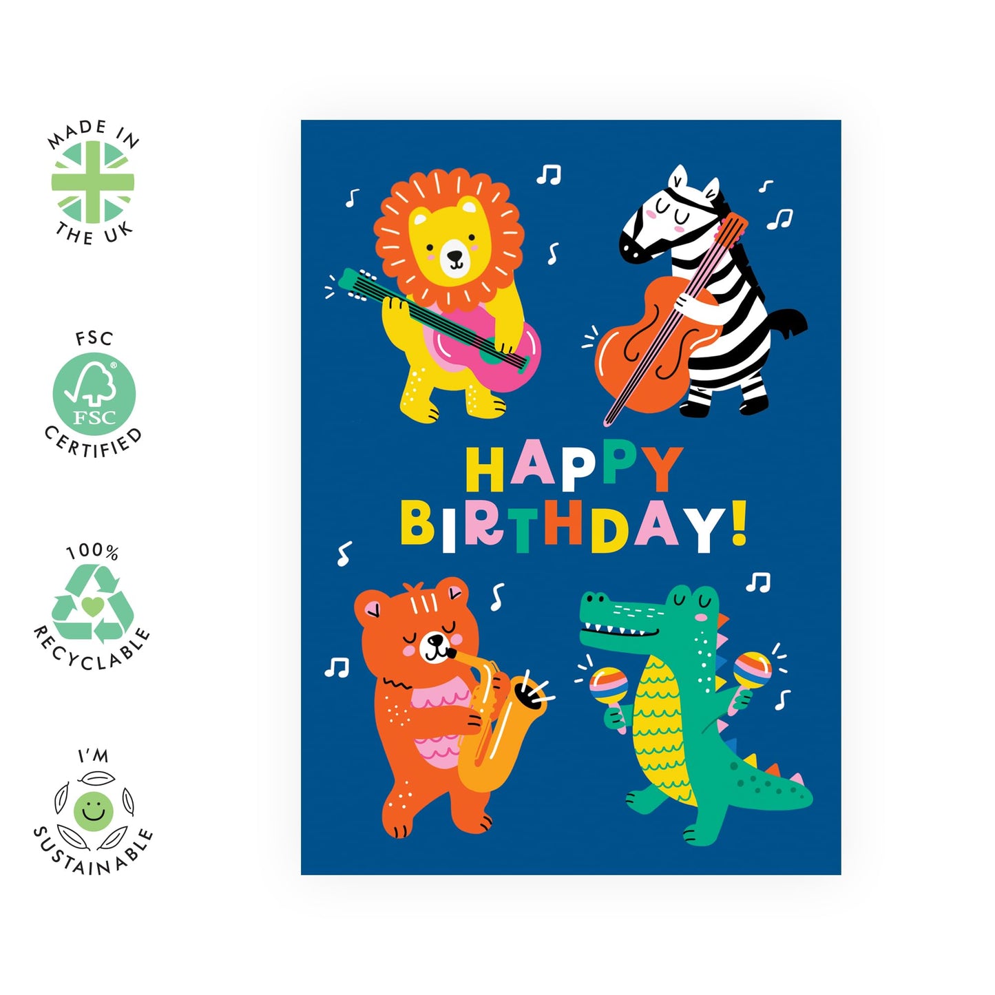 Kids Birthday Cards - Musical Birthday Animals - Birthday Card Boys Girls - Birthday Gift For Son Daughter Niece Nephew - Gift From Mum Dad - Baby Milestone Cards - Comes With Stickers By Central 23