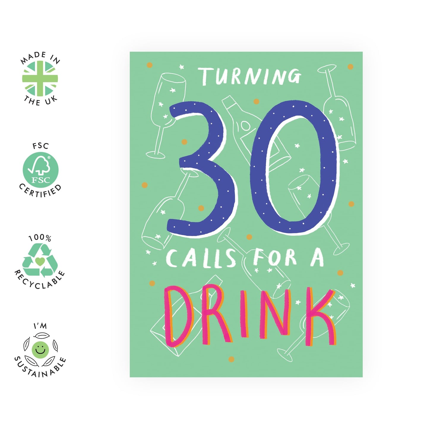 Hilarious 30th Birthday Card - 'Turning 30' - Presents for Friend, Best Buddies, Mate, Colleagues, Bestie, Neighbours, Family, Relative, Cousin - Time to Drink Lads - Comes with Fun Stickers