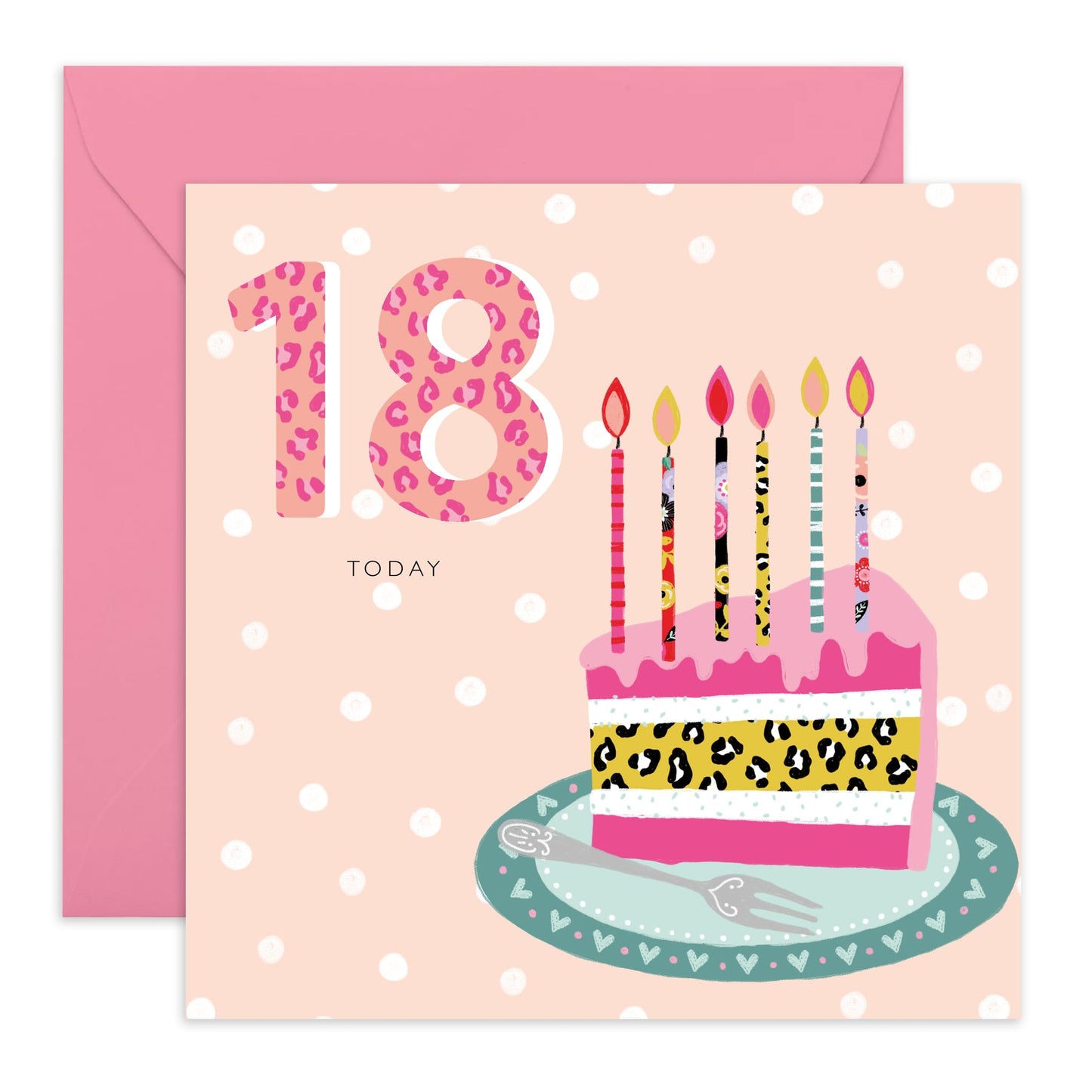 18th Birthday Card For Her - 18th Leopard Birthday Cake - Happy Eighteenth Birthday Cards Daughter - 18 Year Old Gifts For Best Friend Women Her - Comes With Stickers By Central 23