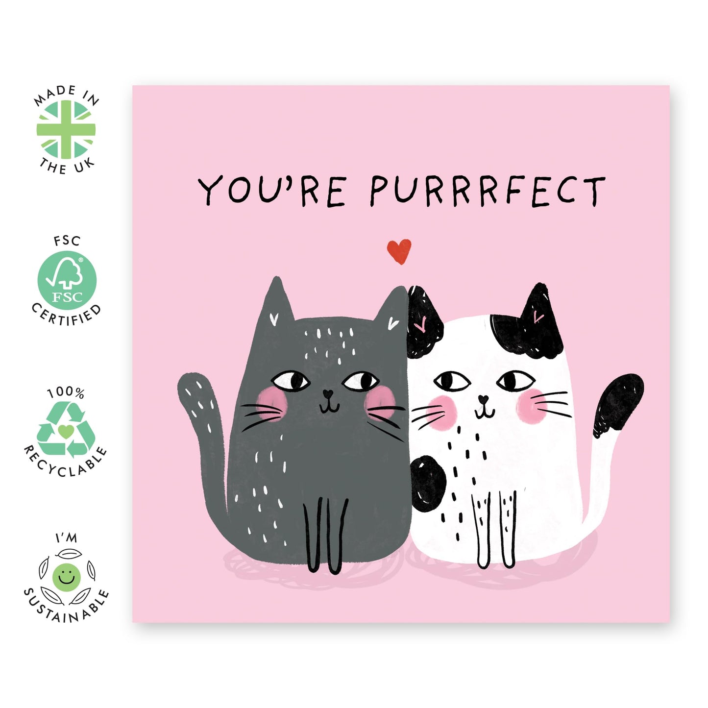 Greeting Card - 'You’re Purrfect' - For Cat Lovers - Cute and Playful Design - Ideal for Celebrating Any Occasion with Charm - Perfect for Someone Special - Comes with Fun Stickers by Central 23