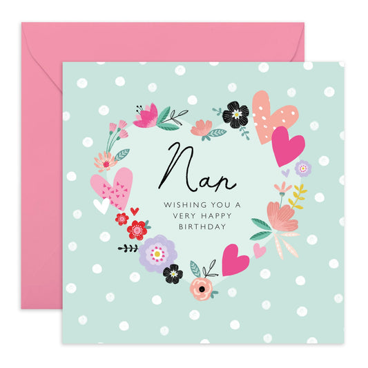 Grandma Birthday Card - Wishing You A Happy Birthday - Nanny Gifts For Her - Happy Birthday Card For Grandmother - Nan Birthday Card For Women - Flowers - Comes With Stickers By Central 23