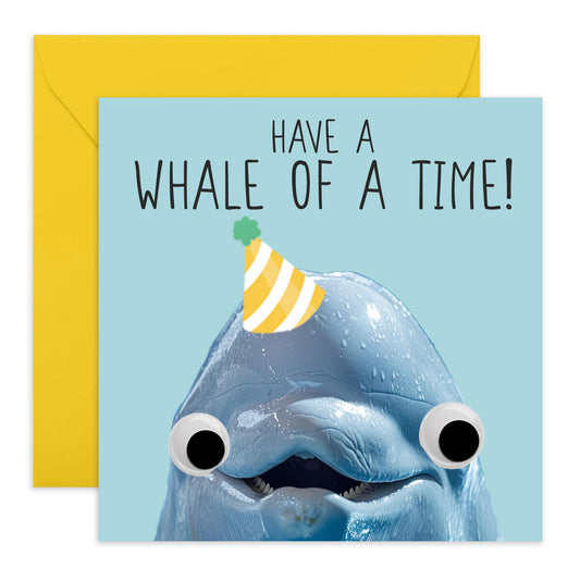 Greeting Card - 'WHALE OF A TIME - Perfect for Any Occasion with a Whale-Themed Design - Ideal for Adding a Touch of Playfulness to Celebrations or Everyday Moments - Comes With Stickers By Central 23