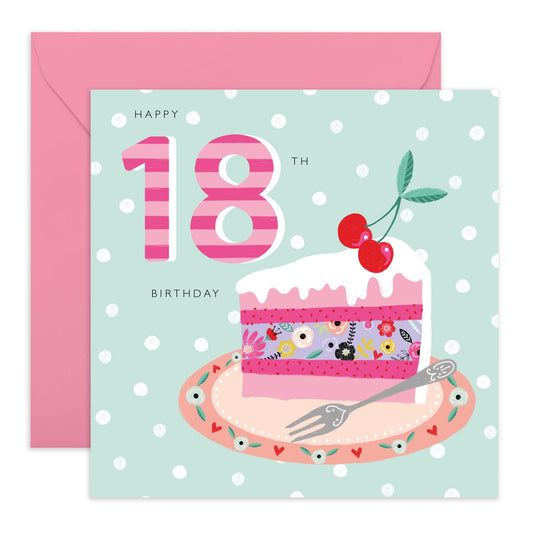 18th Birthday Card - 18th Floral Birthday Cake - Happy Eighteenth Birthday Cards - 18 Year Old Gifts For Best Friend - Gifts For Girls Niece Daughter - From Mum Dad - Comes With Stickers By Central 23