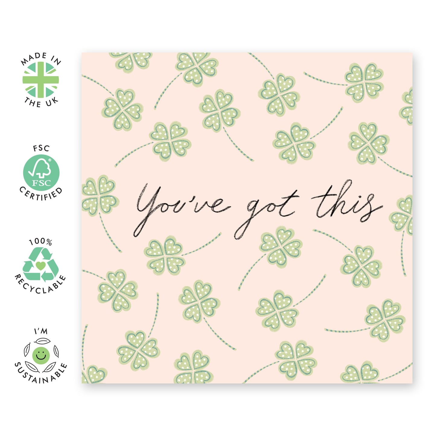 Congratulations Card For Women Men - You've Got This Shamrock - Congratulations On Your New Job Colleagues - Graduation Brother Sister - Friendship Gifts - Comes With Fun Stickers By Central 23