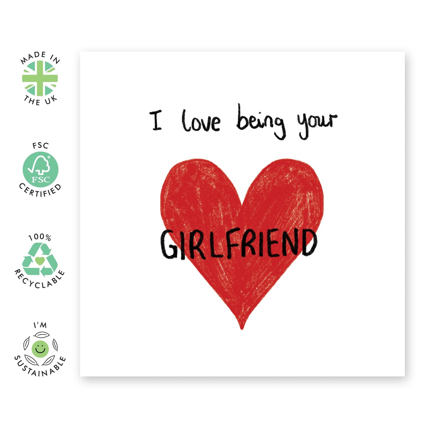 Greeting Card - 'LOVE BEING YOUR GIRLFRIEND' - Perfect for Celebrating Your Special Relationship - Ideal for Showing Appreciation and Affection to Your Partner - Comes With Stickers By Central 23