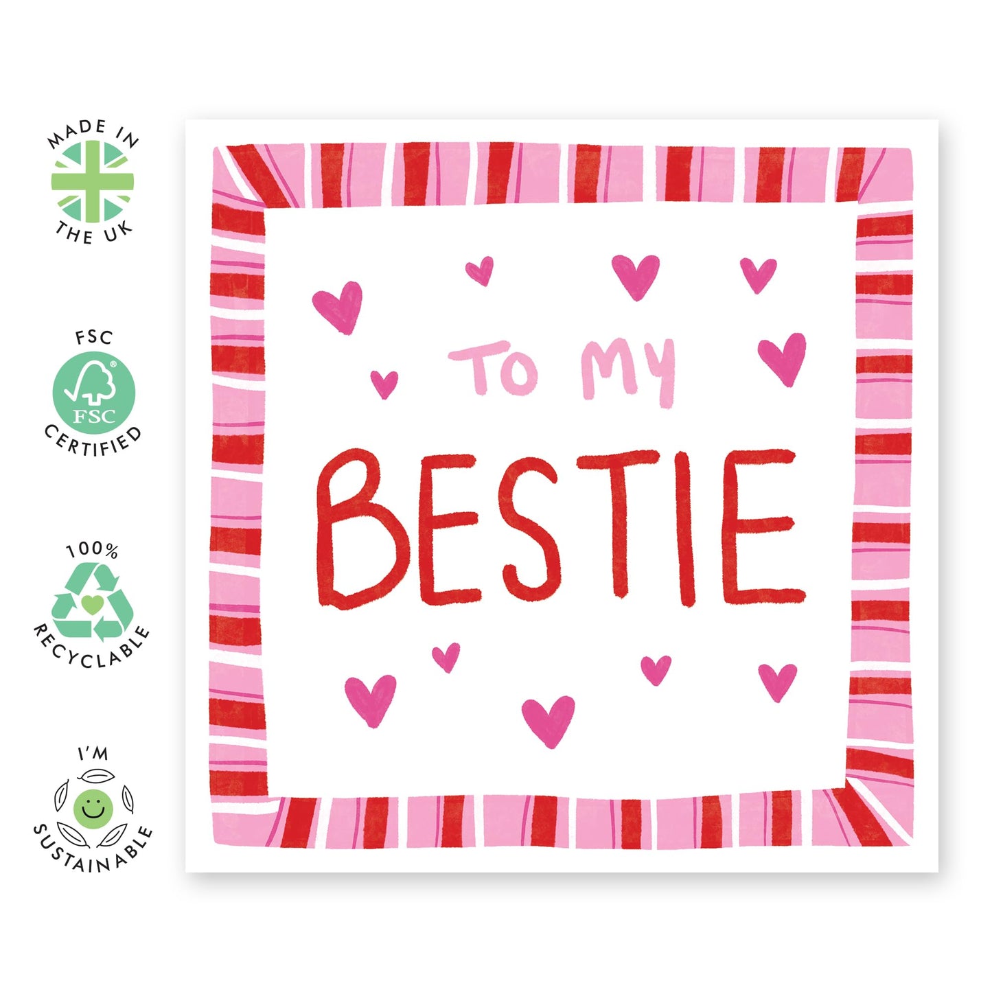 Greeting Card - 'TO MY BESTIE' - Perfect for Celebrating Your Special Friendship - Ideal for Expressing Appreciation and Love to Your Closest Companion Best Friends - Comes With Stickers By Central 23
