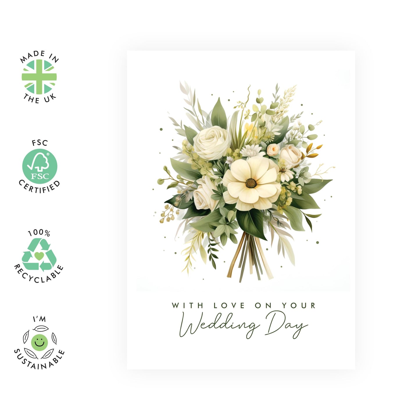 Wedding Cards For Bride And Groom - Flower Bouquet Card With Envelope - Congratulations Card For Men Women Son Daughter In Law - Best Wishes Gifts For Him Her - Comes With Fun Stickers By Central 23