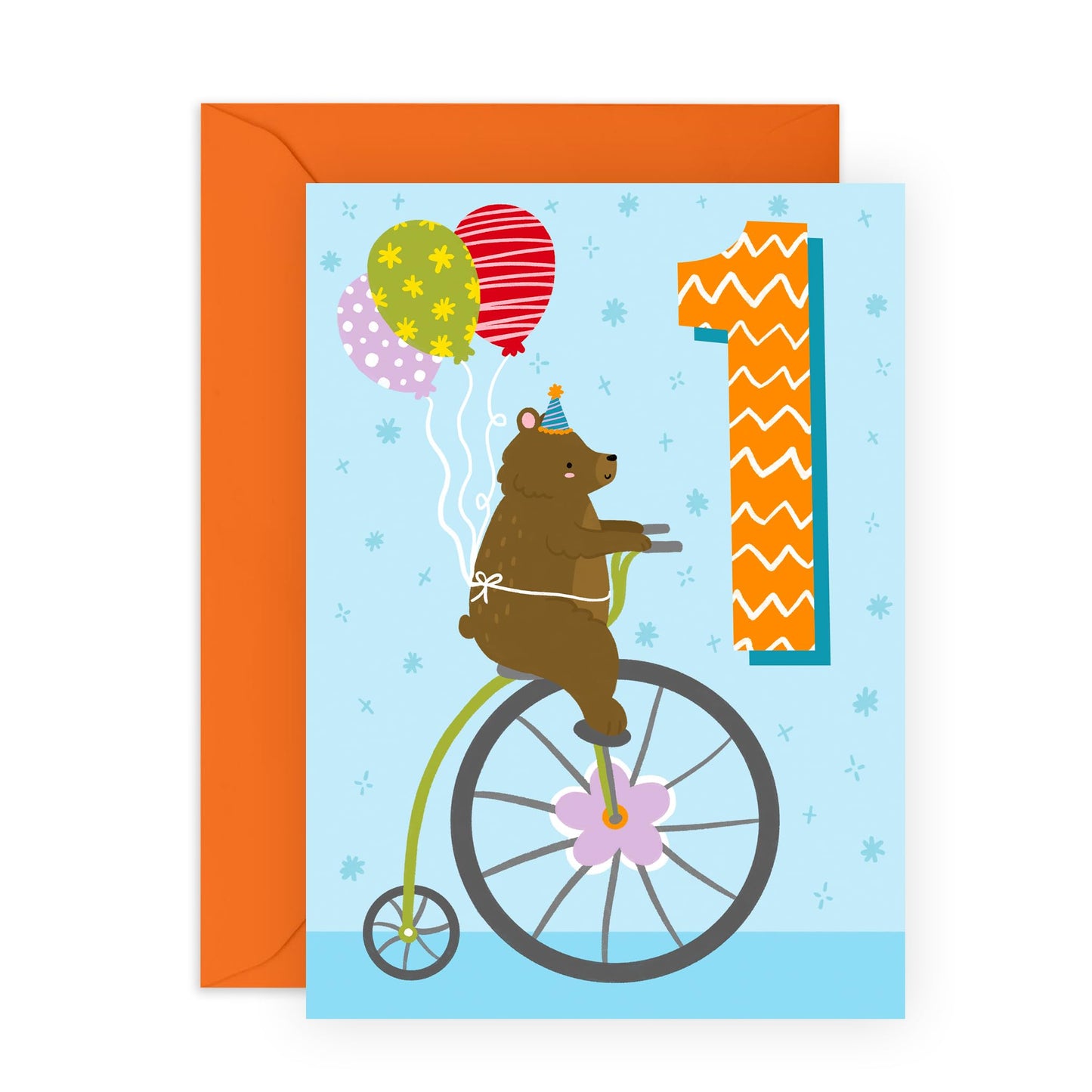 1st Birthday Card Boys Girls - Bear Age 1 Birthday - Baby Milestone Cards Age One - First Birthday Cards - Animal - Gifts For Son Daughter Niece Nephew - Comes With Stickers By Central 23