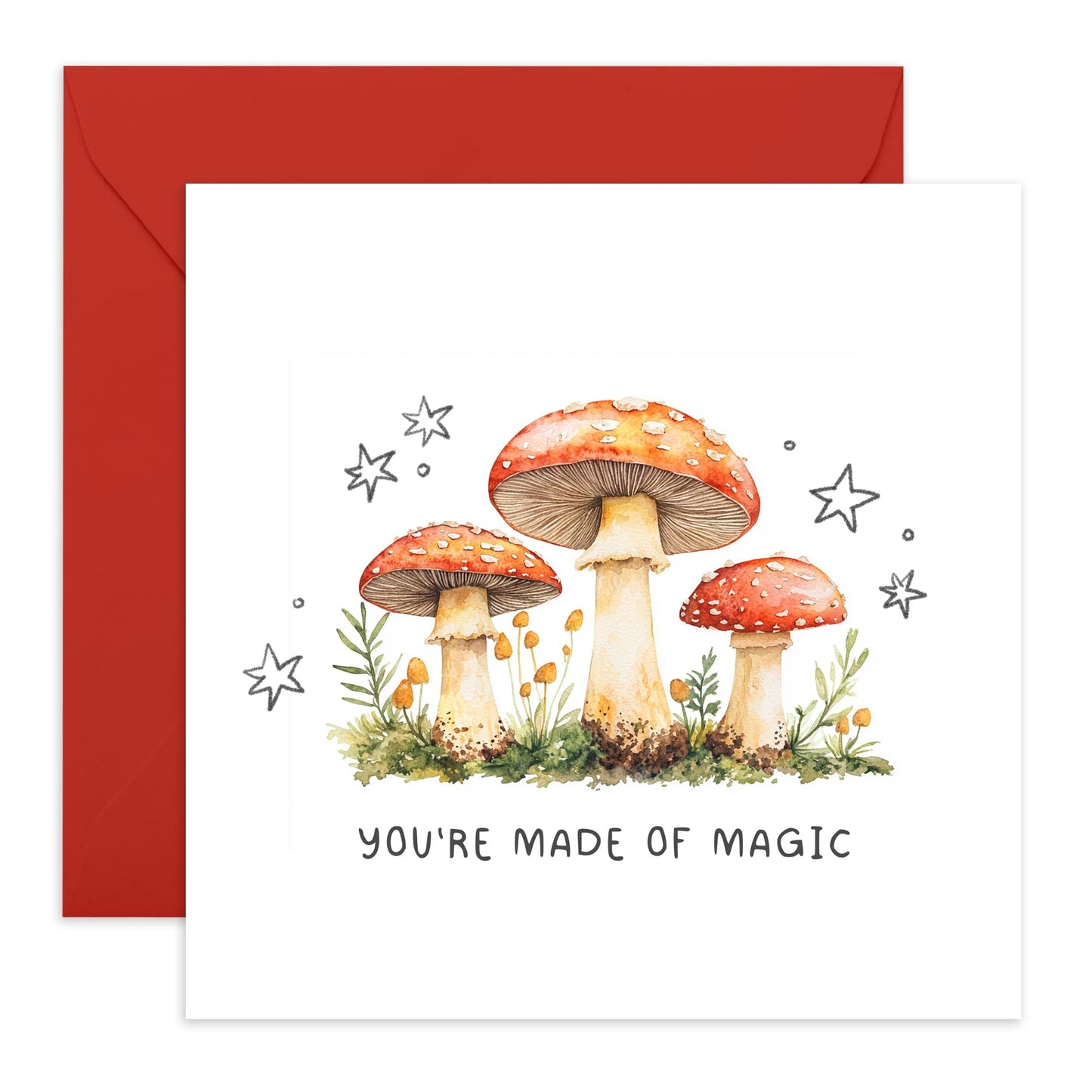 Congratulations Card Mushrooms - 'Made Of Magic' - Gifts for Graduates, Passers, Coworkers, Colleagues, Friends, Son, Daughter, Niece, Nephew - Magical Card - Comes with Fun Stickers