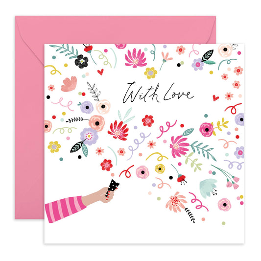Wife Anniversary Card - With Love Confetti - Love Cards For Her - Mothers Day Card From Son Daughter - Birthday Card For Women - Valentines Card Girlfriend - Comes With Stickers By Central 23