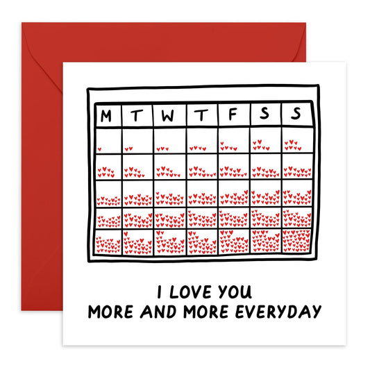 Heartfelt Greeting Card - 'LOVE YOU MORE EVERYDAY' - Perfect for Romantic Partners, Anniversaries, or Special Moments - A Loving Gesture for Your Special Someone - Comes With Stickers By Central 23