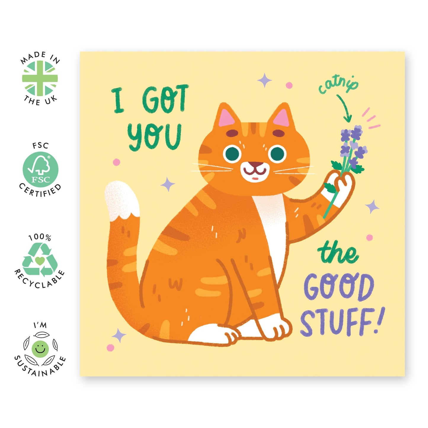 Cat Birthday Card - Got You The Good Stuff - Funny Birthday Cards For Women - Humour - Greeting Cards For Cat Mum - Gifts For Fur Parents - Comes With Stickers - By Central 23