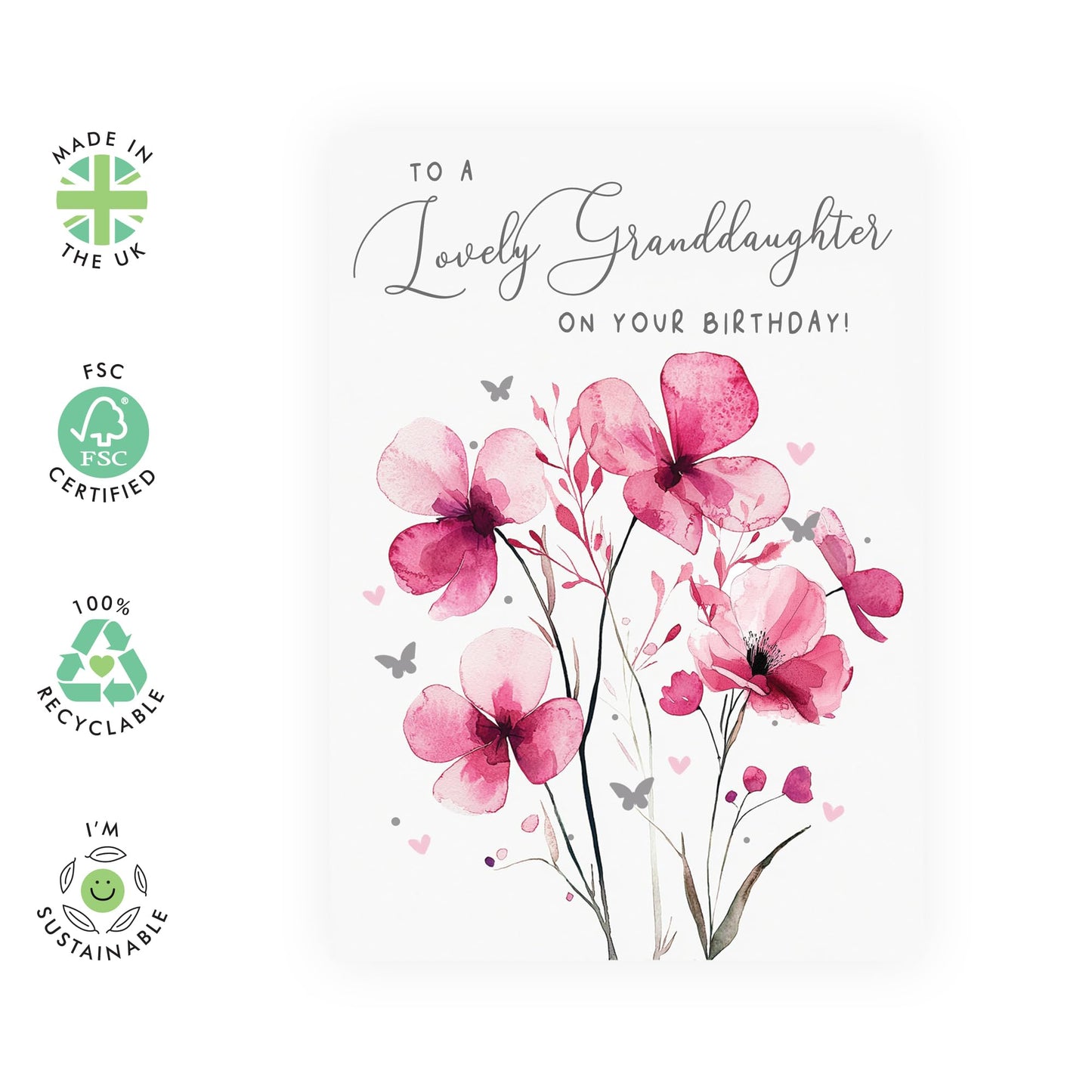 Birthday Greeting Card - 'LOVELY GRANDDAUGHTER' - Perfect for Celebrating Her Special Day with Love & Joy - Ideal for Granddaughters Show How Much She Means to You - Comes With Stickers By Central 23