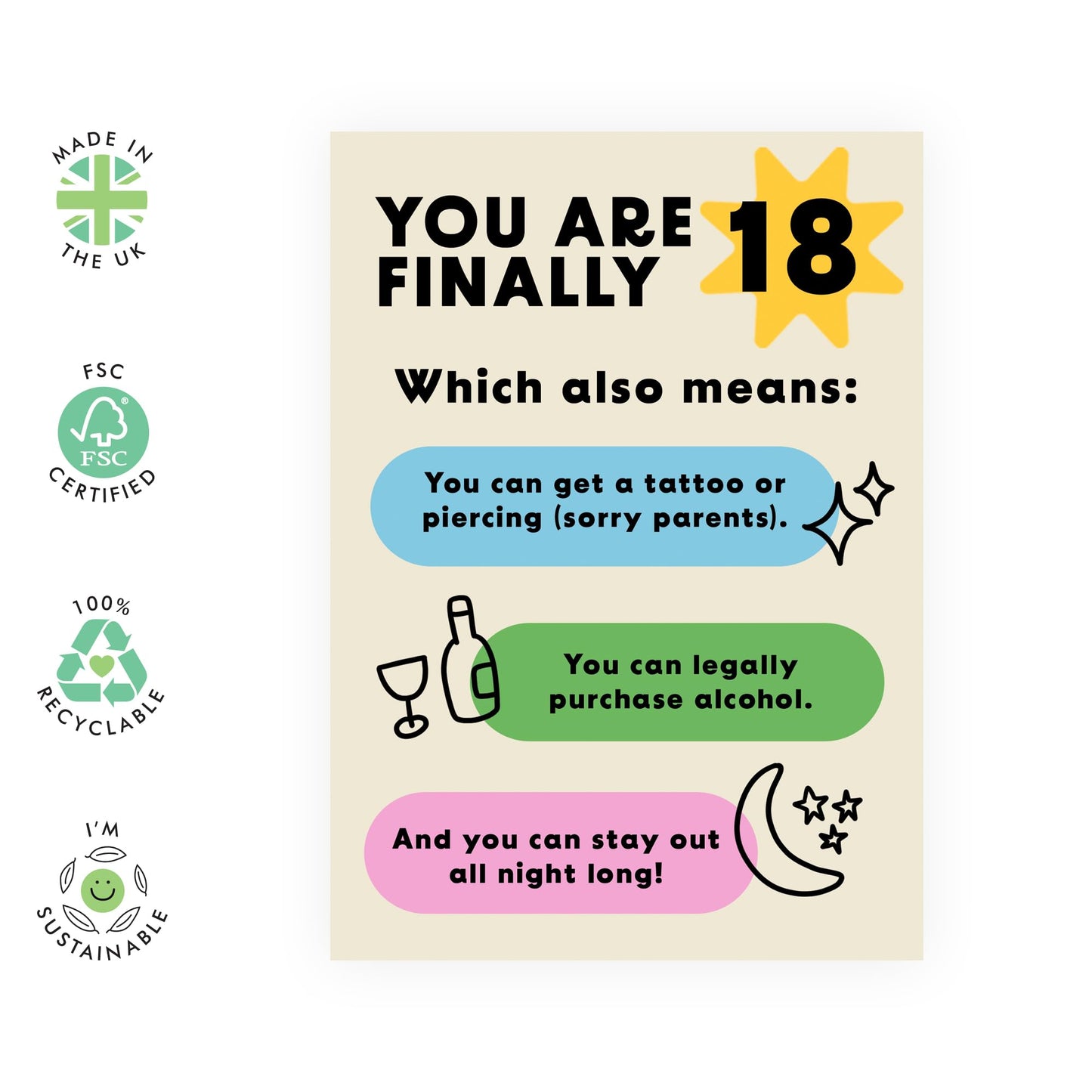 18th Birthday Card - You Are Finally 18 - Happy Eighteenth Birthday Cards - 18 Year Old Gifts For Best Friend Women Her - Floral Bday Card - From Mum Dad - Comes With Stickers By Central 23