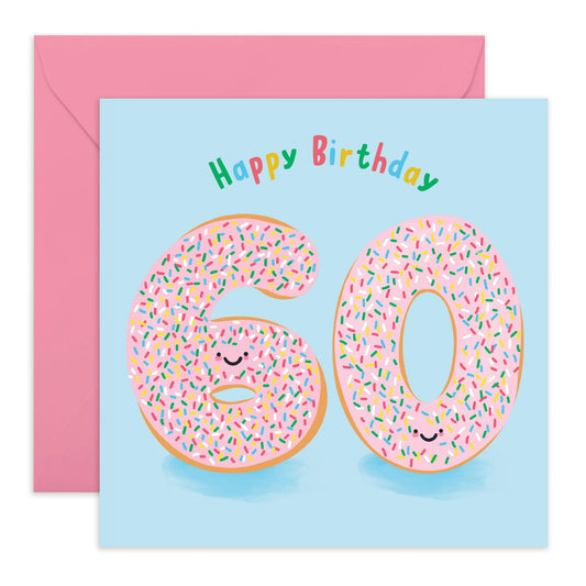 60th Birthday Card For Men Women - Donut Age 60 - Mum Dad Birthday Greeting Card - Happy Sixtieth Birthday Cards For Grandma Granddad - Birthday Greeting Card - Comes With Fun Stickers - By Central 23